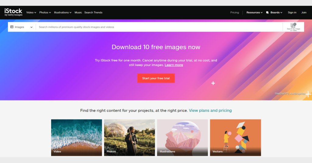 iStock is a popular stock image site that offers millions of high-quality images